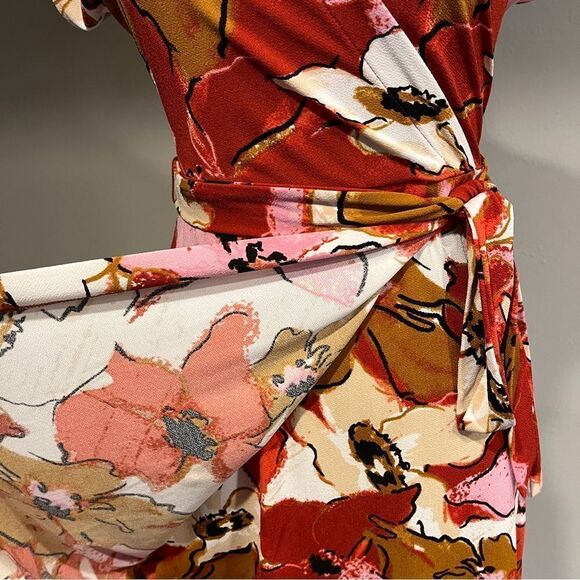 Nine West Floral fake Wrap short sleeve Dress size extra small - Picture 6 of 12